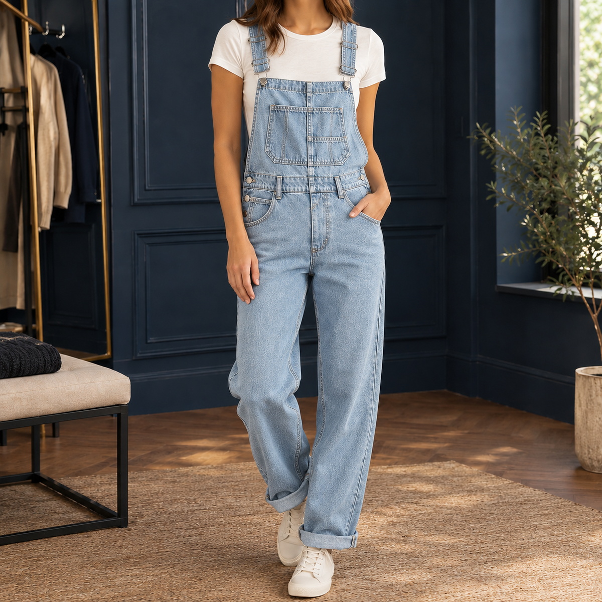 Autumn Denim Overalls - Light Blue