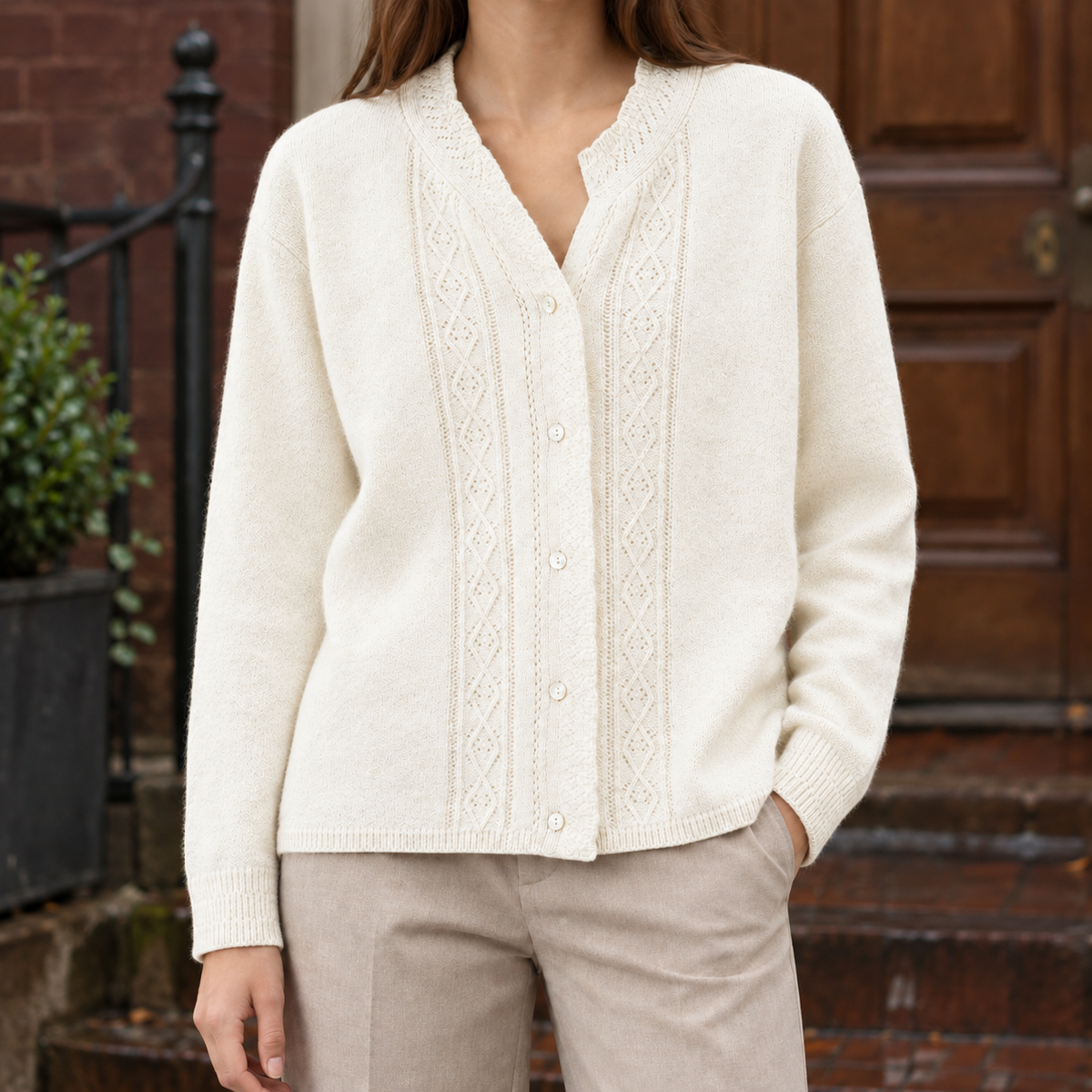 Lorelai Cable Knit Cardigan - Off White