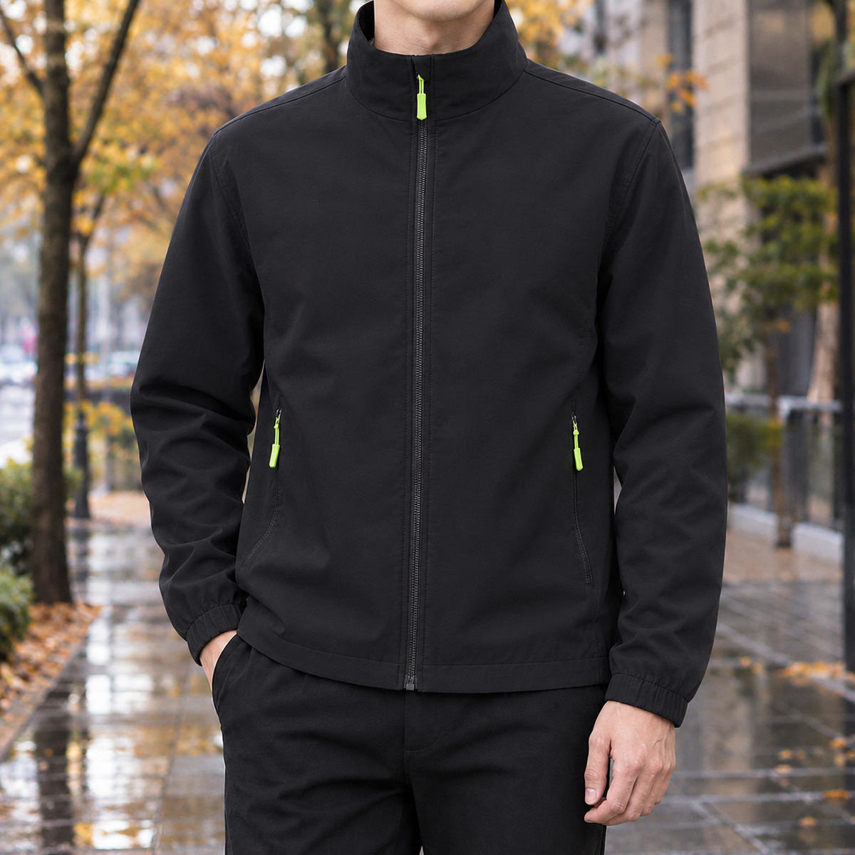 Norbert Stand Collar Jacket - A - - Black