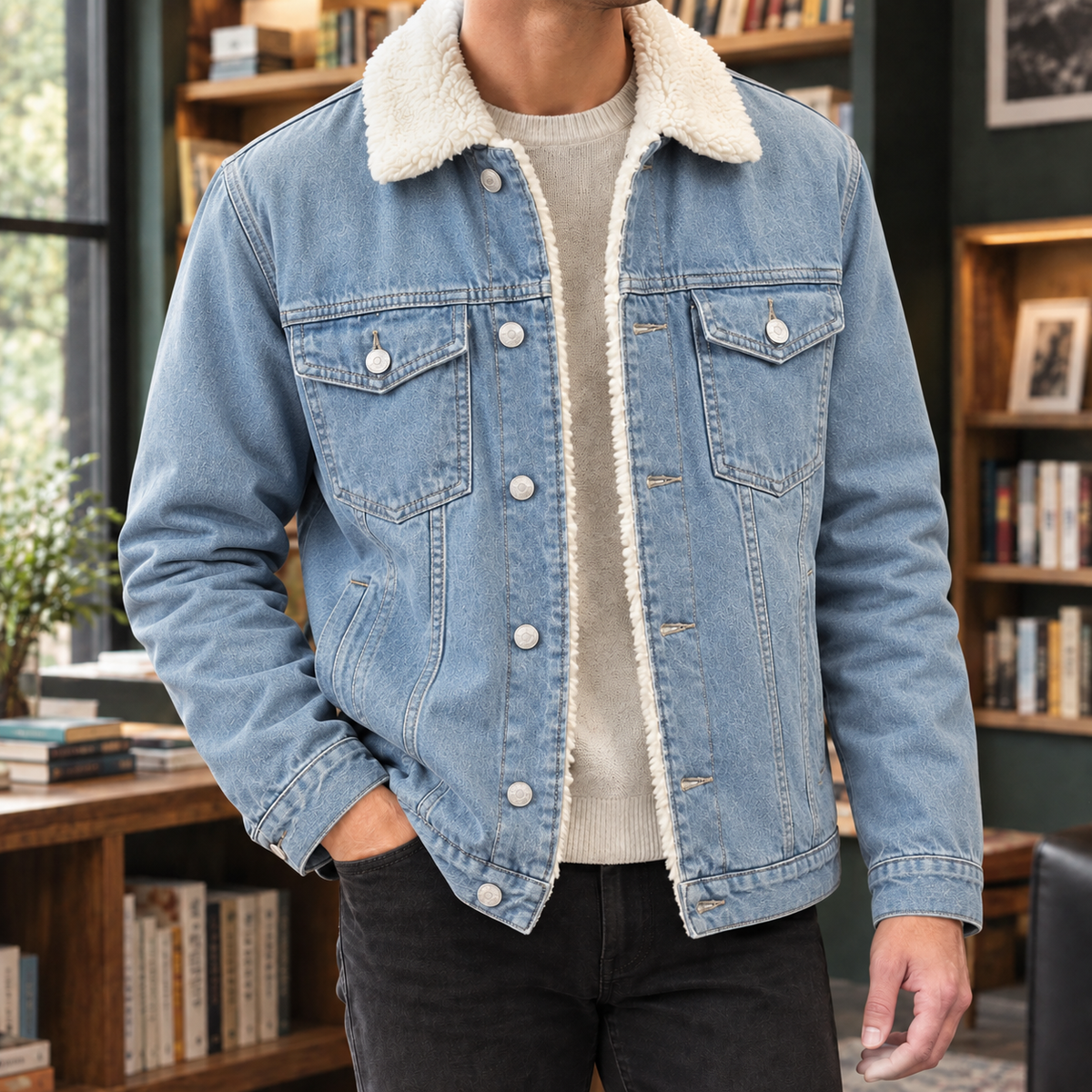 Burnaby Denim Jacket - Light Blue Lamb