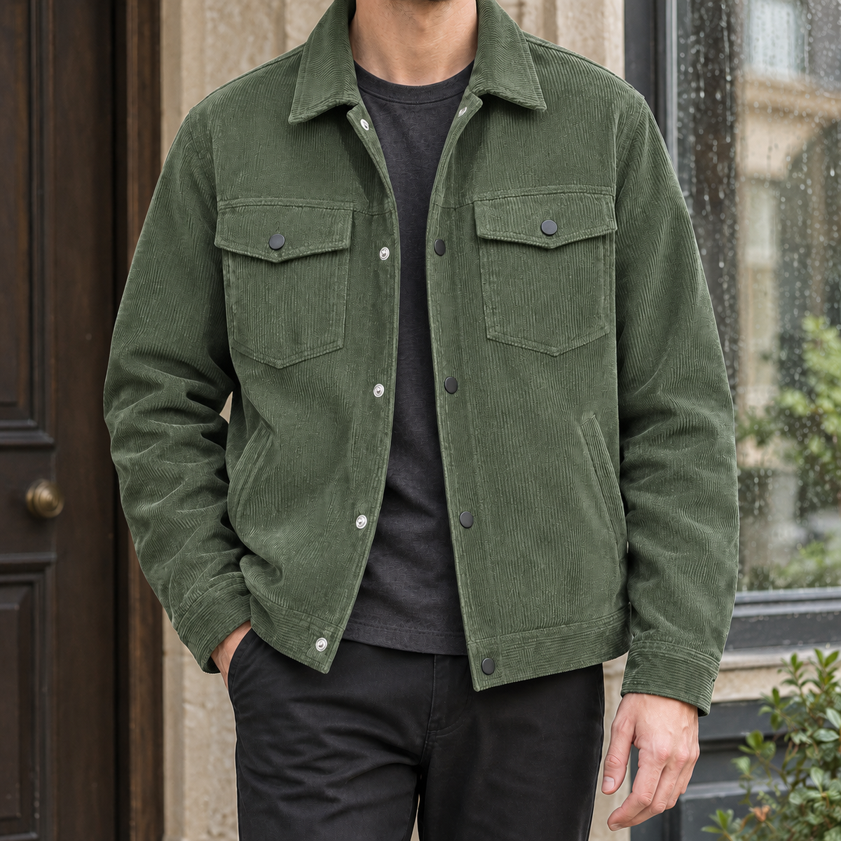 Keith Corduroy Jacket - Military Green