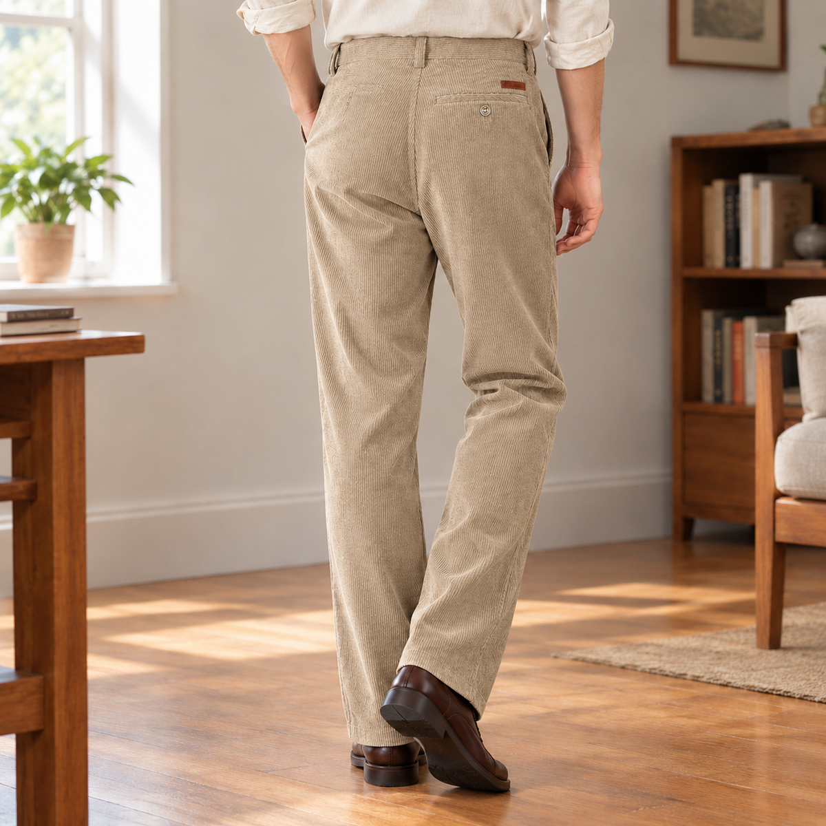 Idris Straight Leg Pants - Light Khaki