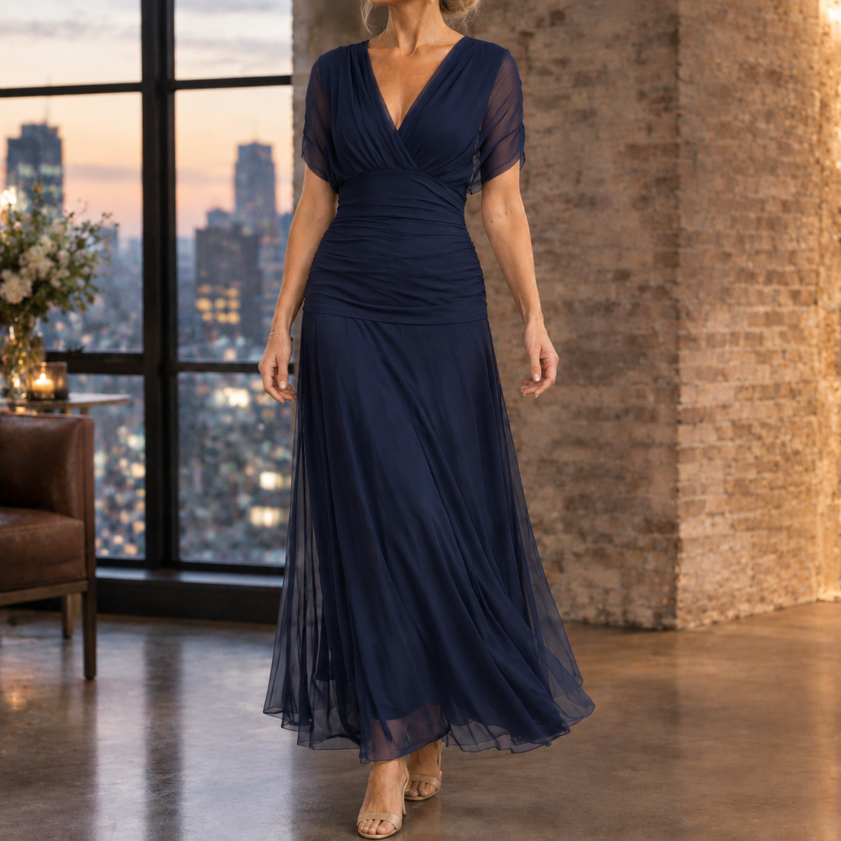 Anouk Draped Maxi Dress - Dark Blue