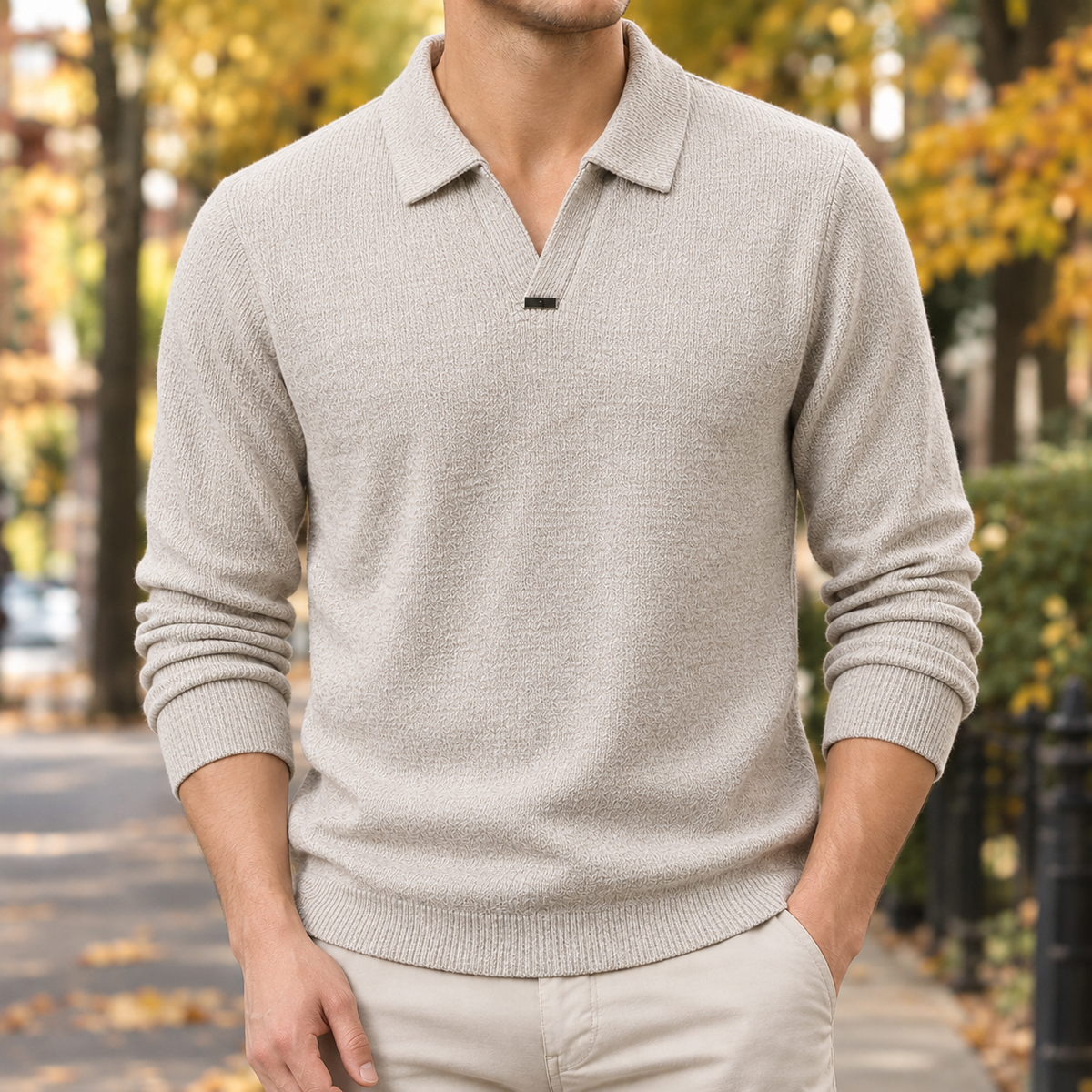 Patrick Collared Knit Sweater - Mi Xing