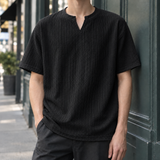 Amaury Split Neck Top - Black