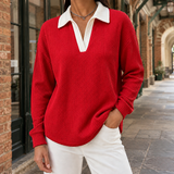 Lara Waffle Polo - Red