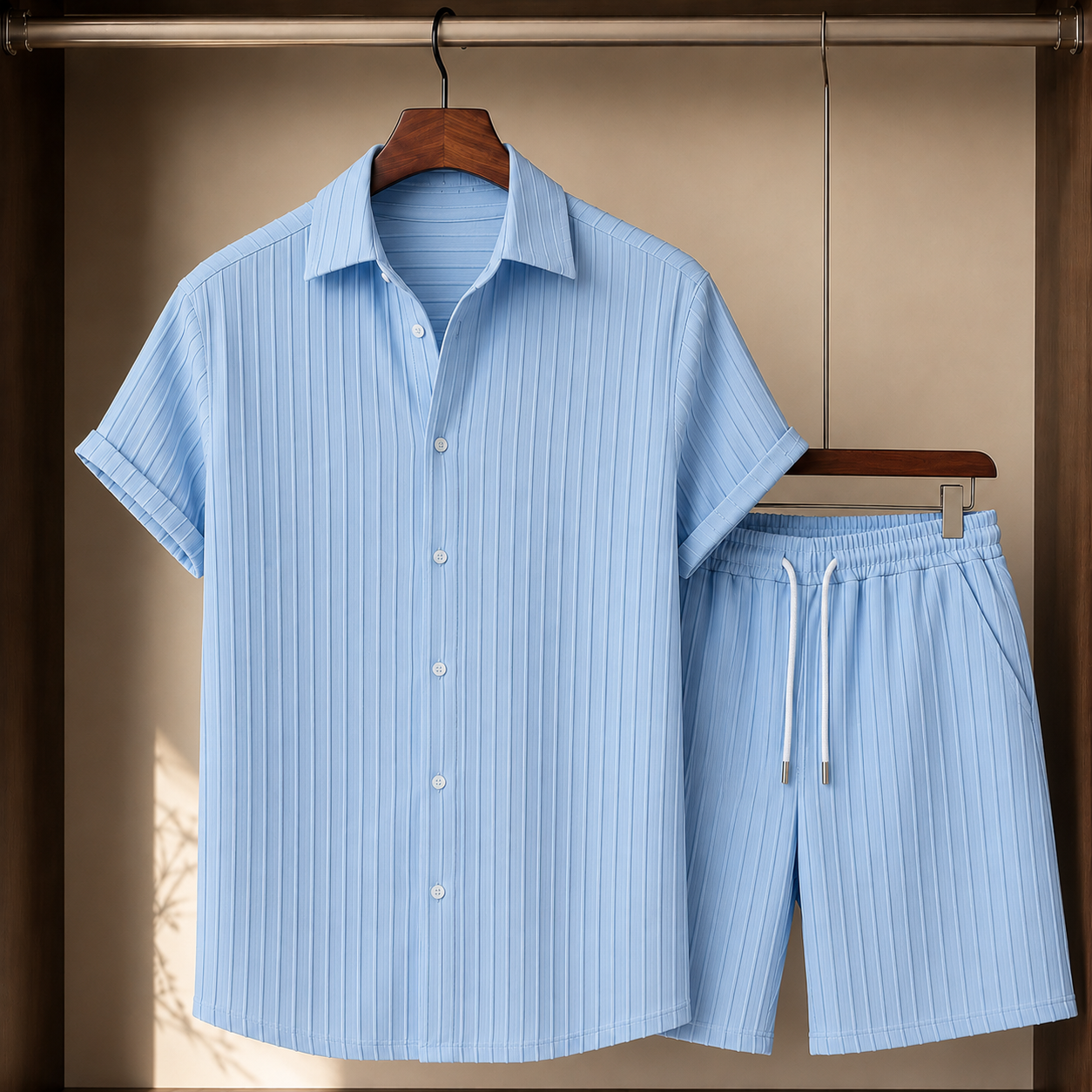 Emmett Pleated Set - Light Blue