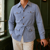 Archer Striped Safari Jacket - Blue