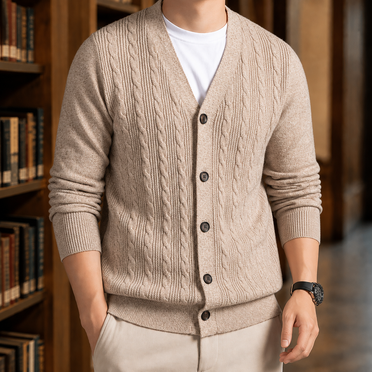 Maxim Cable Knit Sweater - Rice Camel