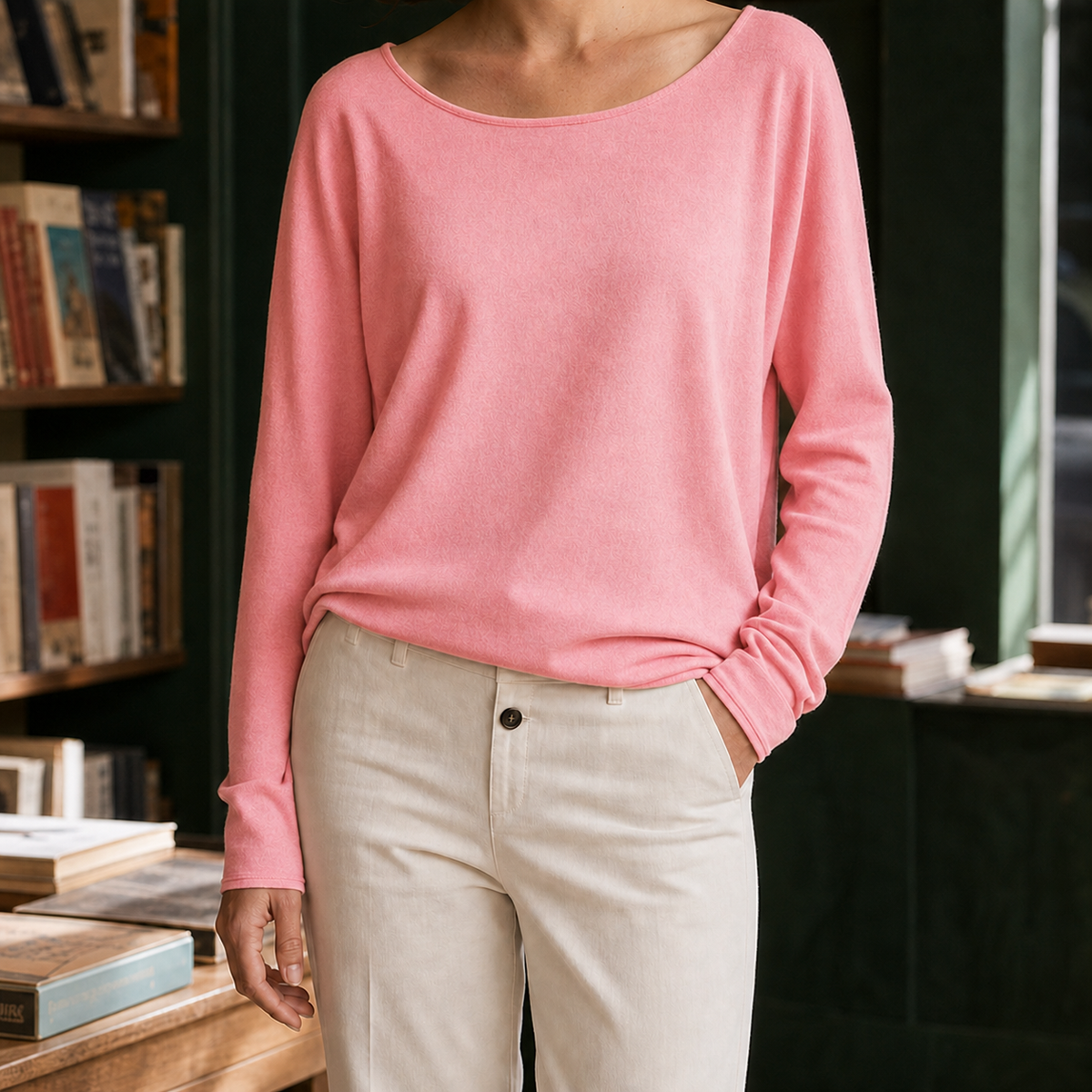 Eloise Boat Neck Top - Pink