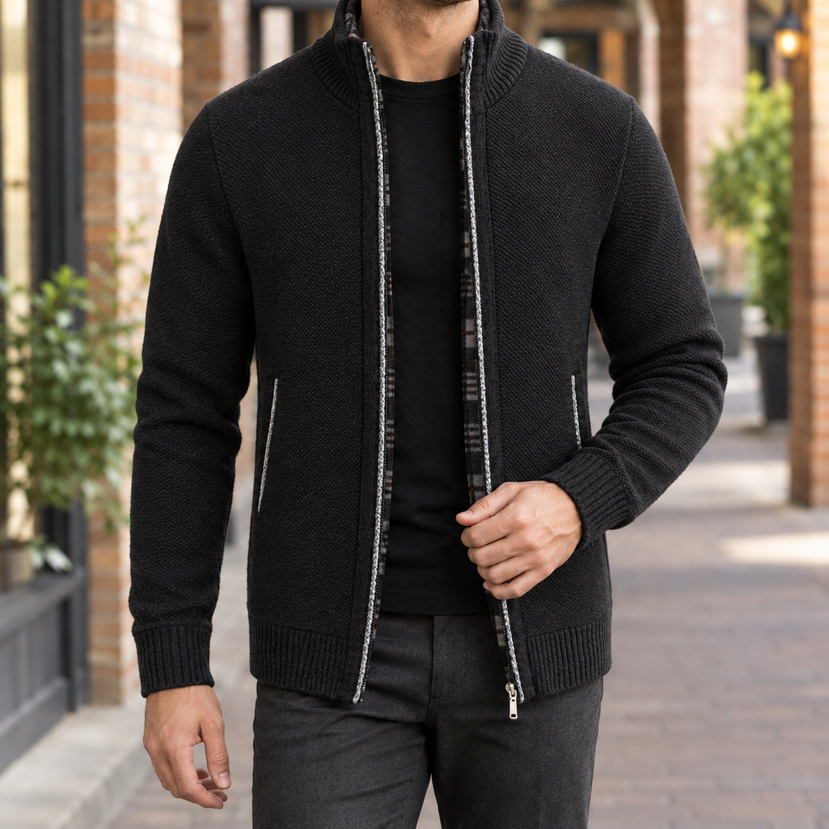 Killian Stand Collar Sweater - Black