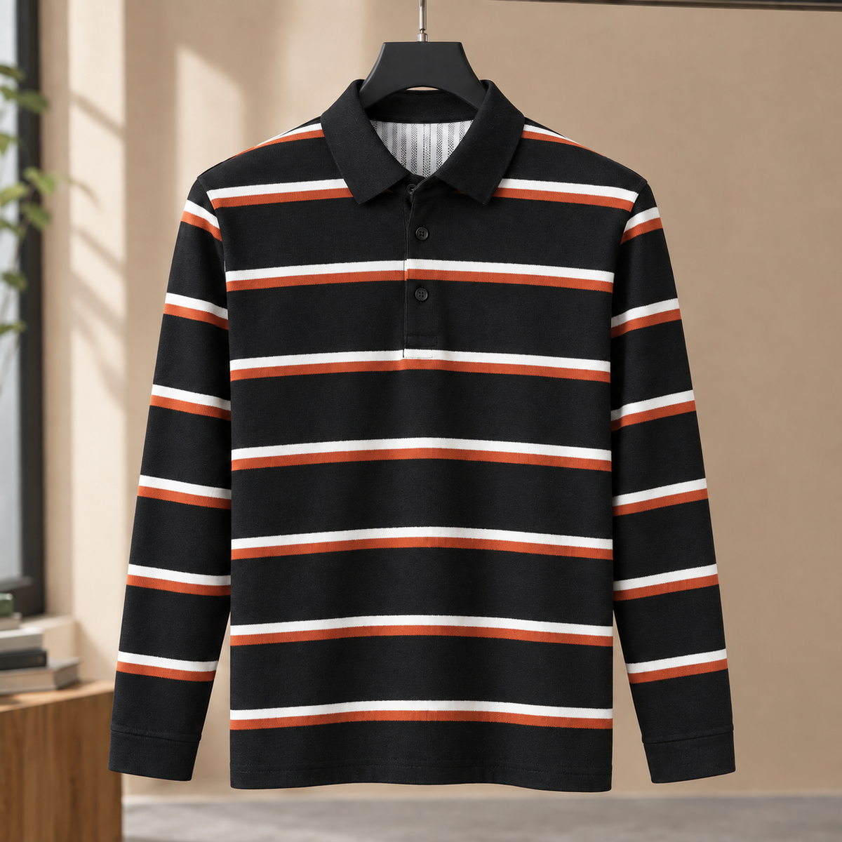 Roderick Striped Polo - Black