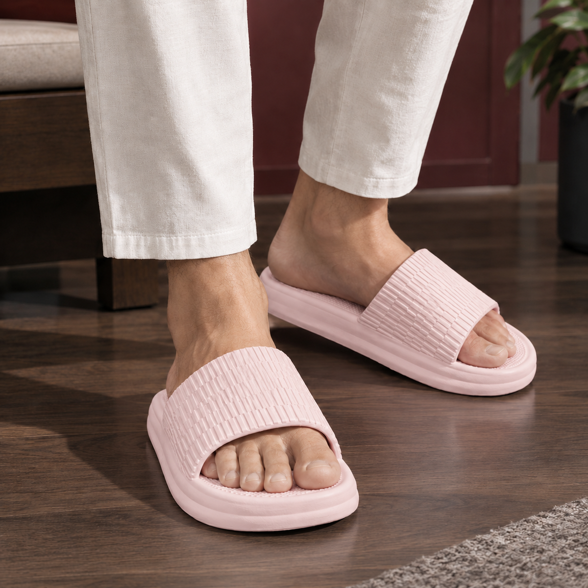 Balzano Ribbed Slides - Pink∮