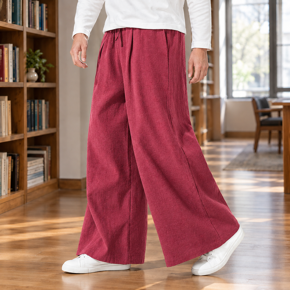 Andrew Wide Leg Pants - Wine Red