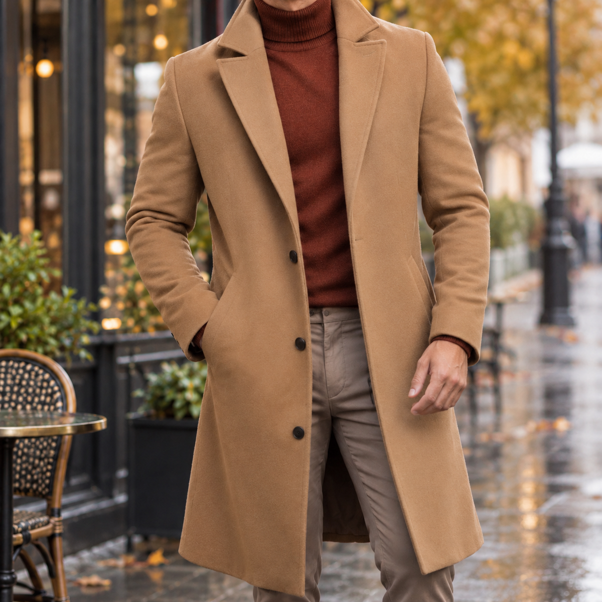 Tyler Tailored Overcoat - Khaki