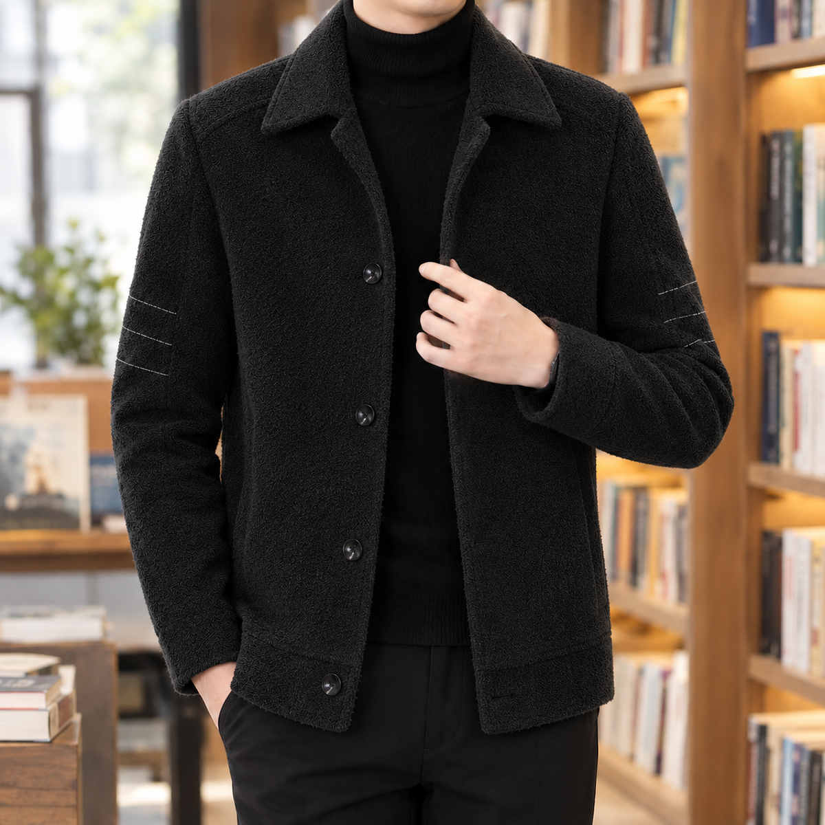 Roland Textured Overshirt - Black