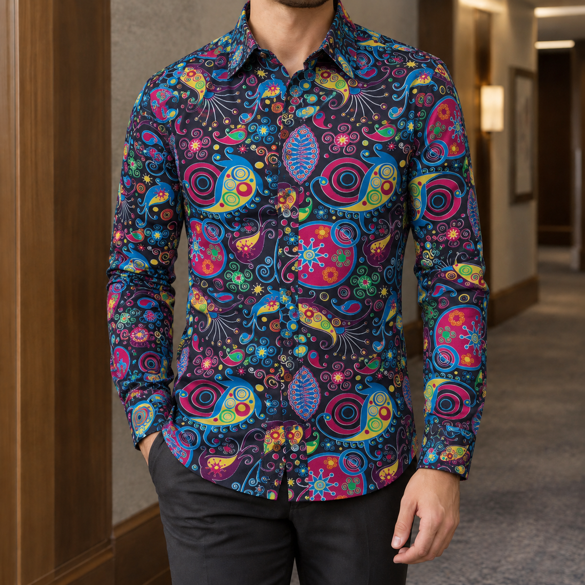 Cedric Paisley Shirt - Black
