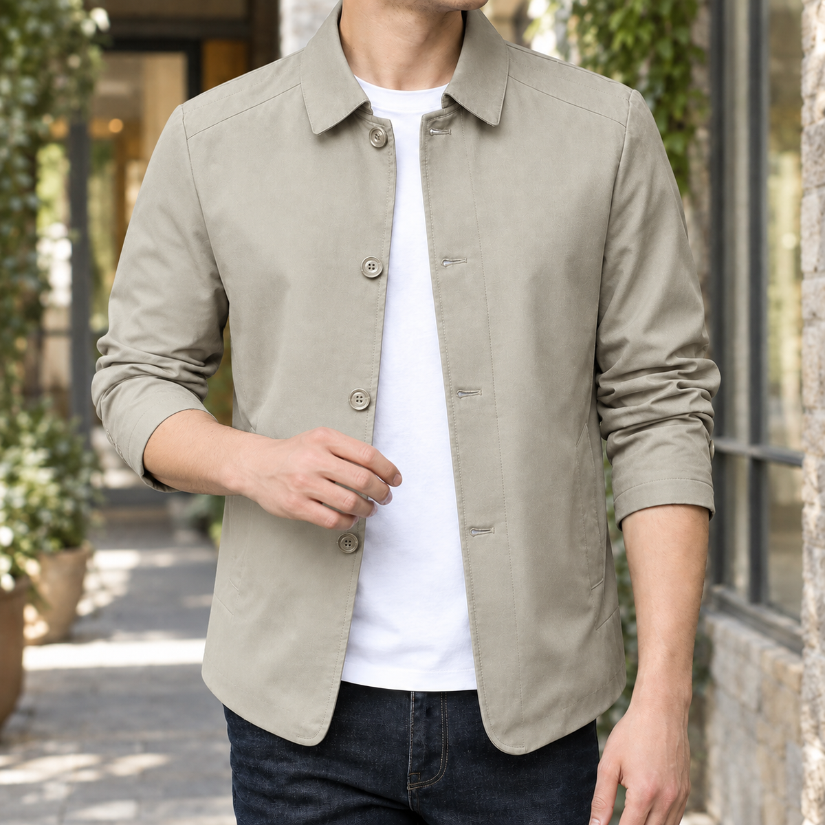 Celestin Collared Jacket - Light Khaki