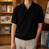 Louis Open-Collar Polo - Black