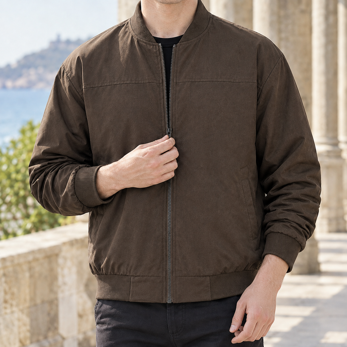 Barnabas Stand Collar Jacket - Brown