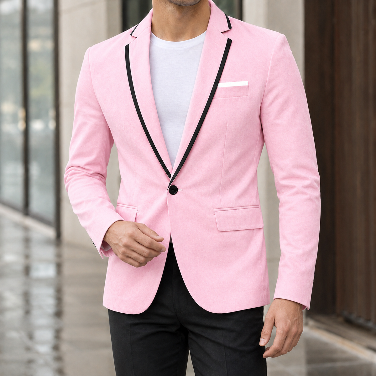 Laurence Contrast Lapel Blazer - Pink