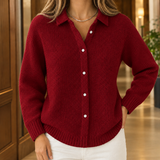Olympia Collared Sweater - Red