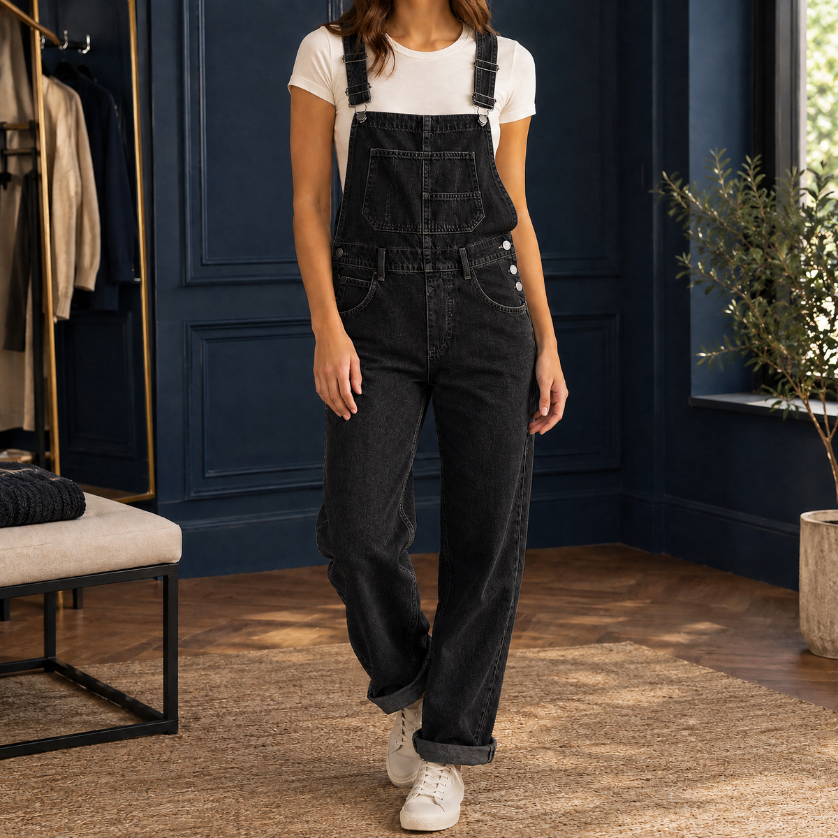 Autumn Denim Overalls - Black