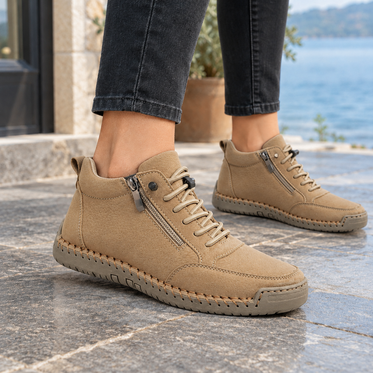 Bordoni Hand-Stitched Sneakers - Khaki
