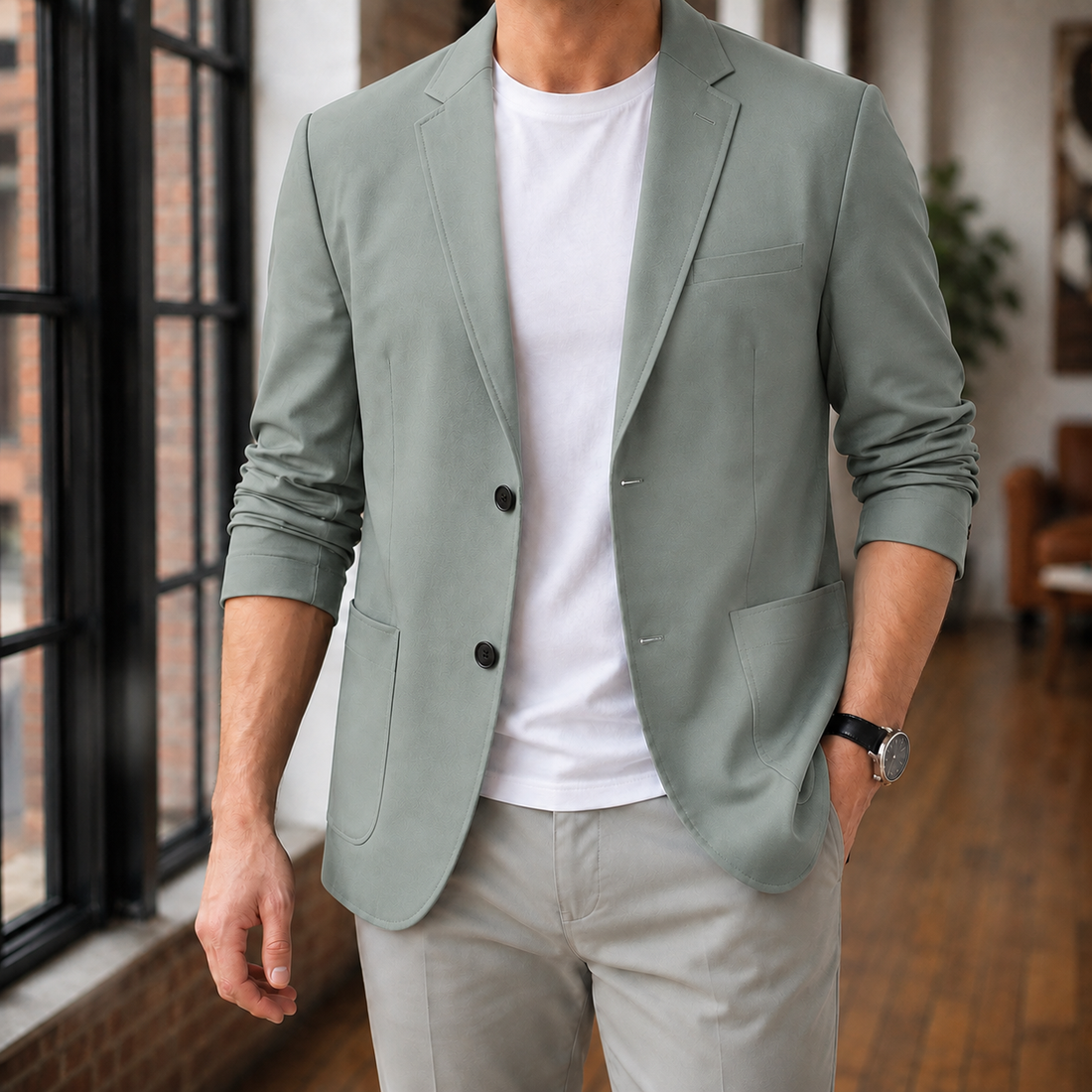 Beckett Notch Lapel Blazer - Green