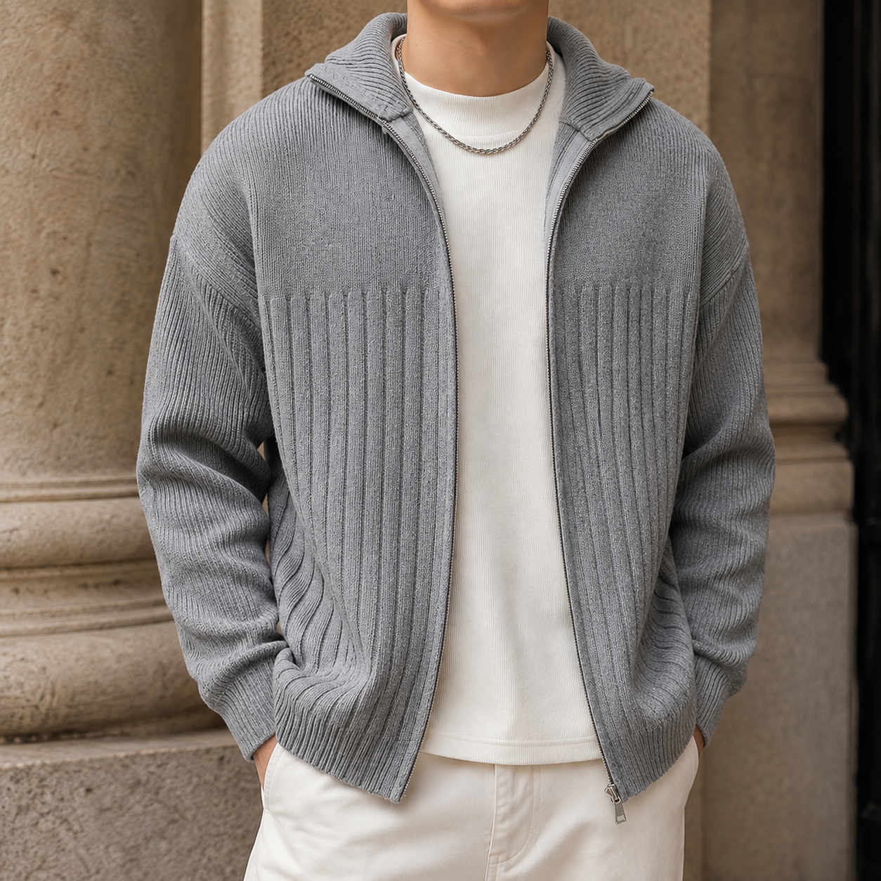 Sterling Ribbed Jacket - Gray