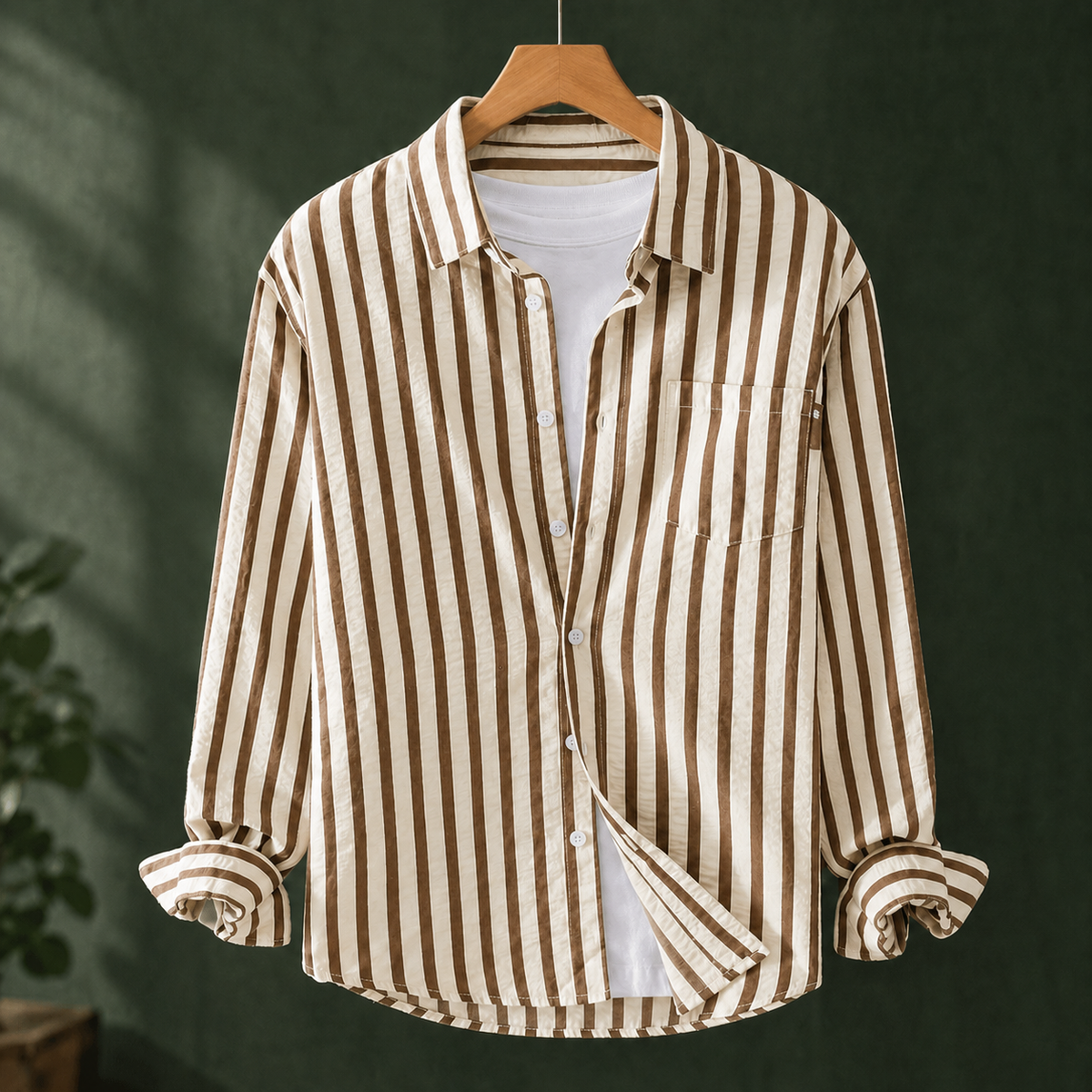 Cassian Striped Shirt - Khaki