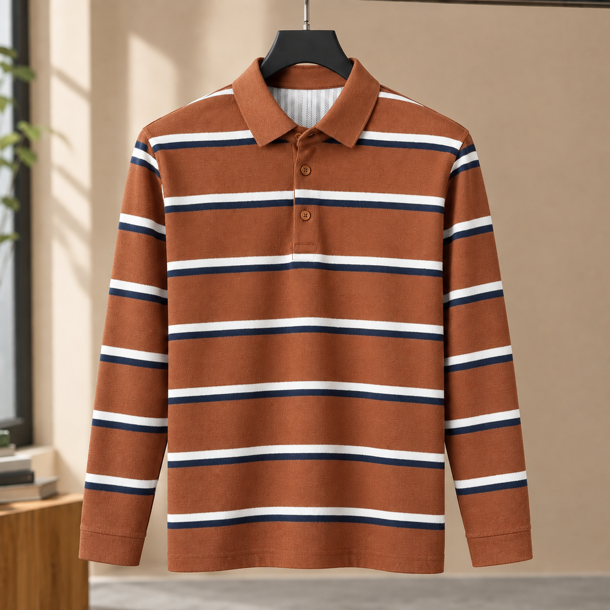 Roderick Striped Polo - Brown