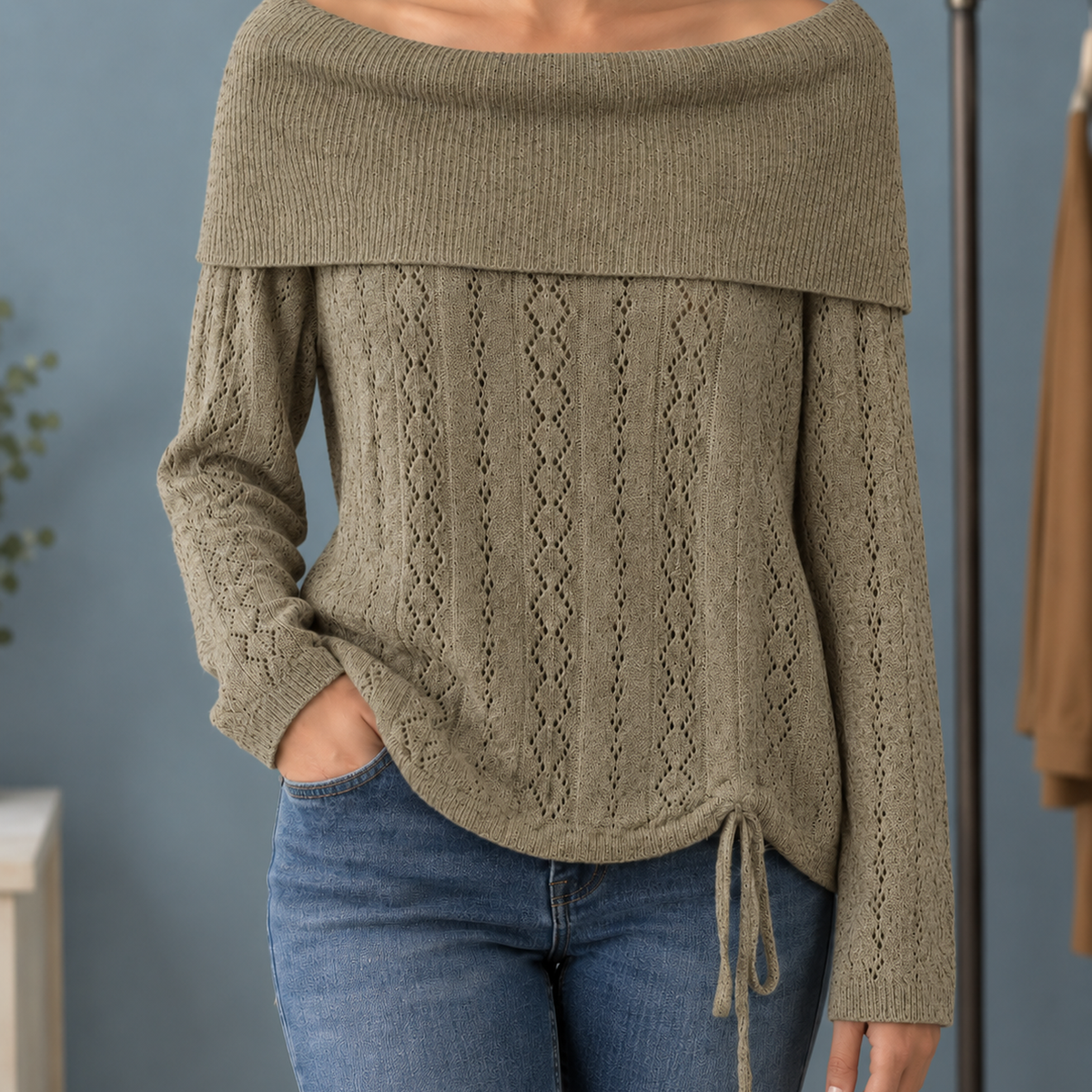 Leocadia Off Shoulder Top - Khaki