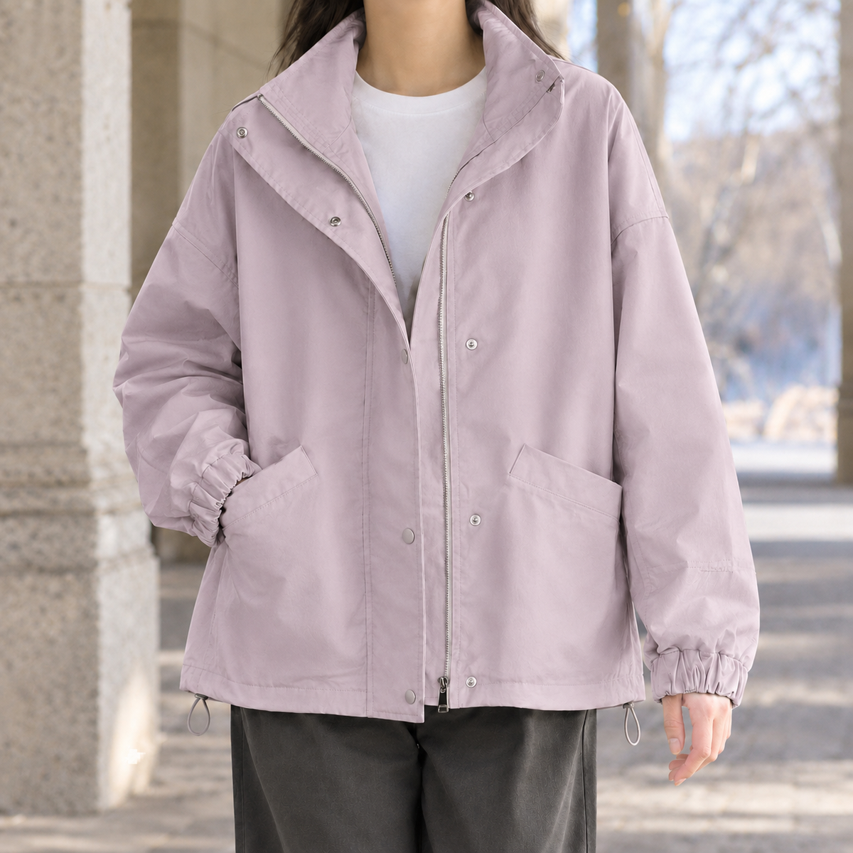Jasmine Stand Collar Jacket - Pinkish Purple