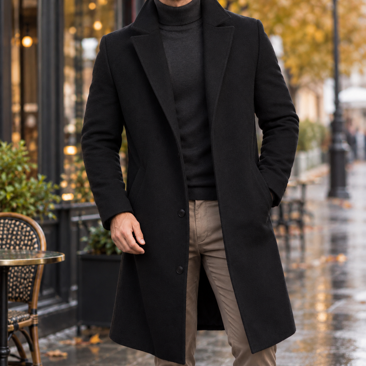 Tyler Tailored Overcoat - Black