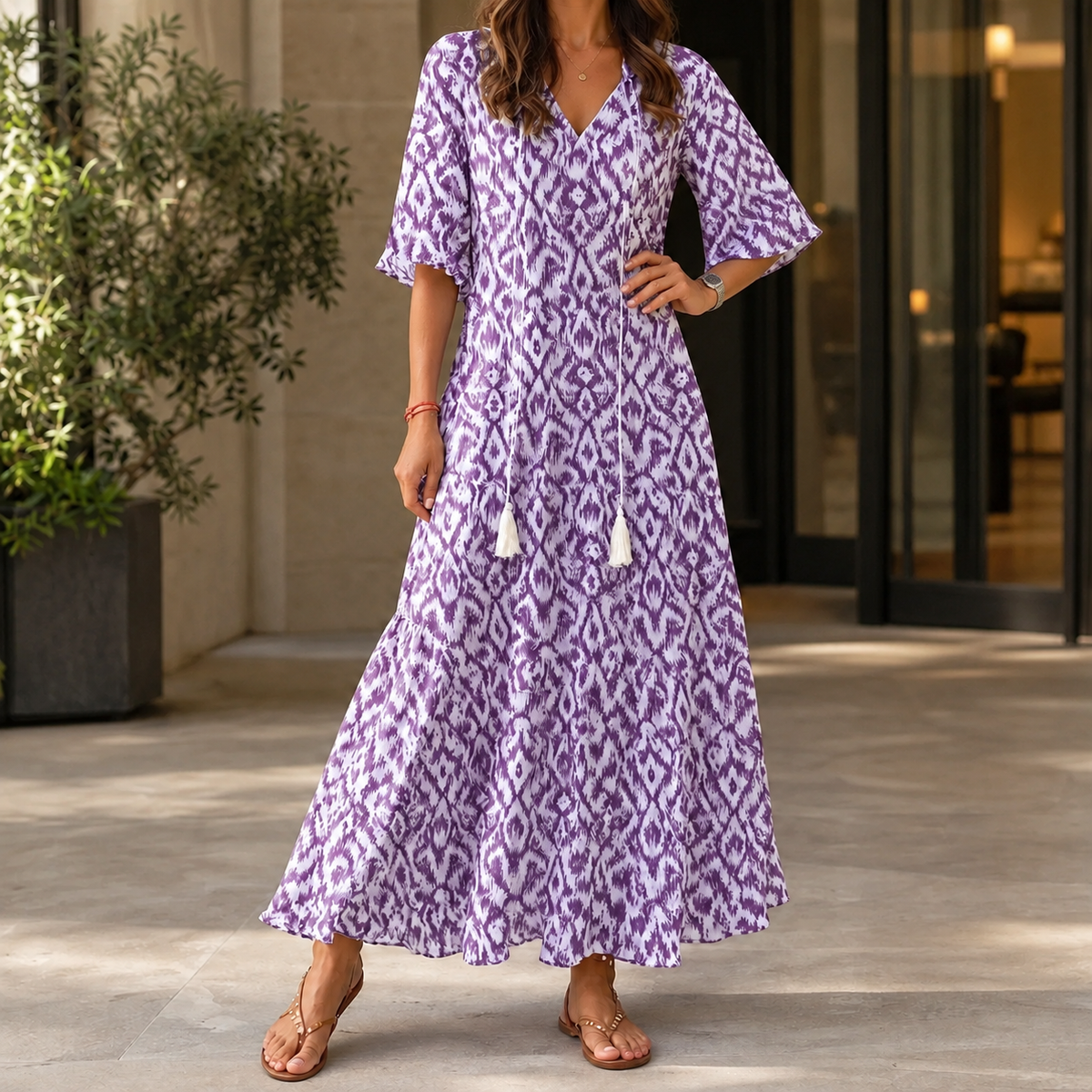 Ascelin Tassel Maxi Dress - Purple