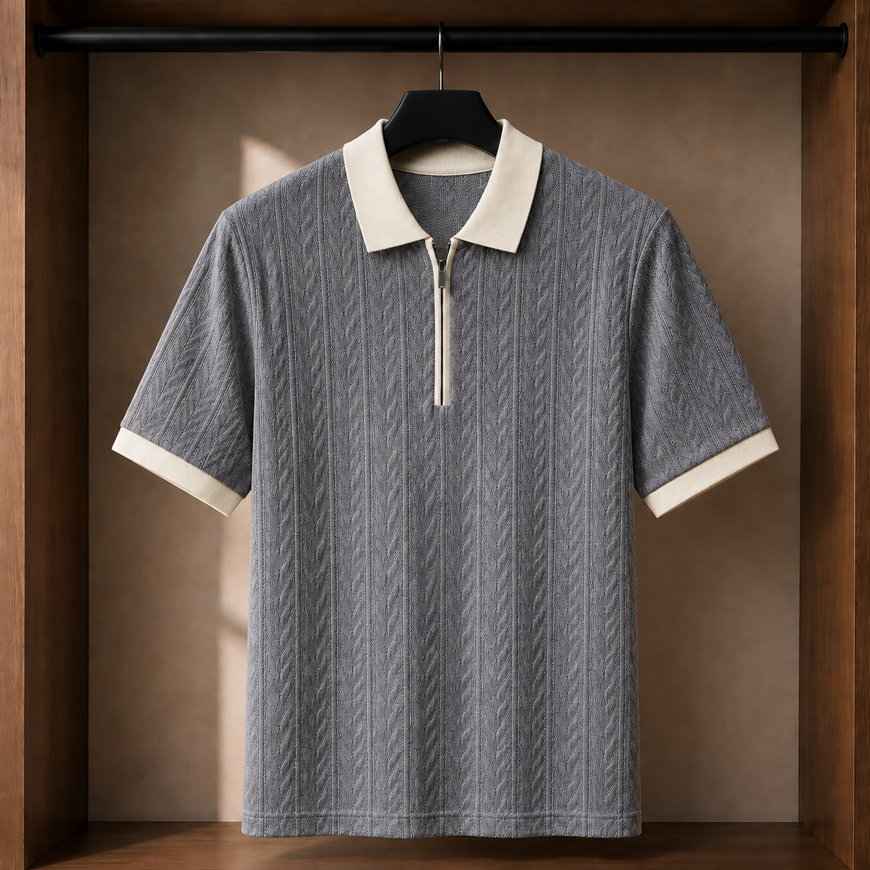Stellan Jacquard Polo - Gray