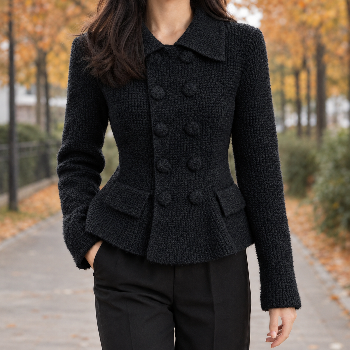 Darcy-Skye Collared Cardigan - Black