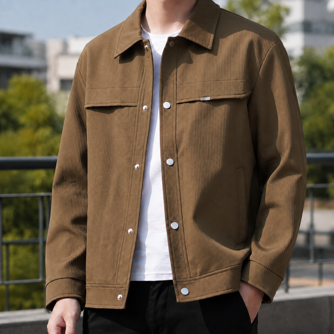 Gabriel Ribbed Jacket - Coffee
