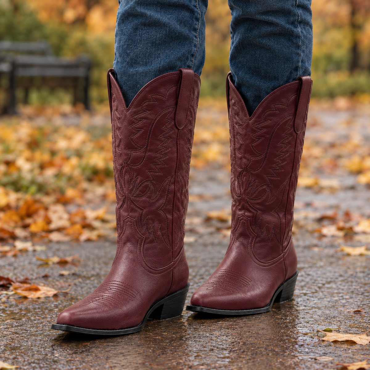 Cadore Western Boots - Wine Red