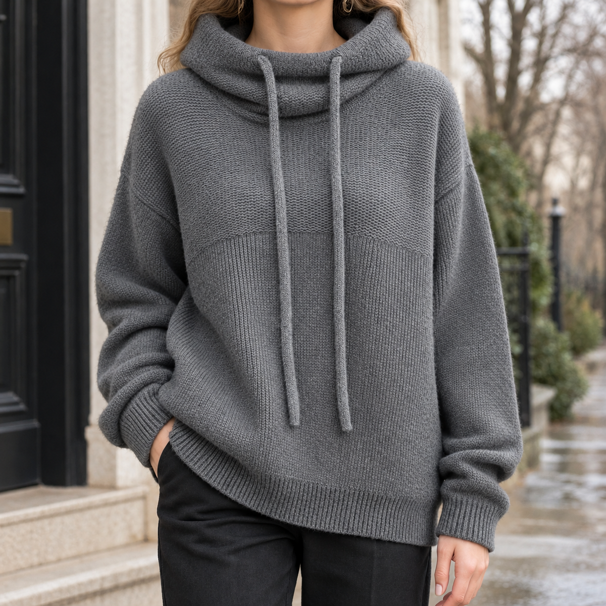 Desiree Cowl Neck Sweater - Gray