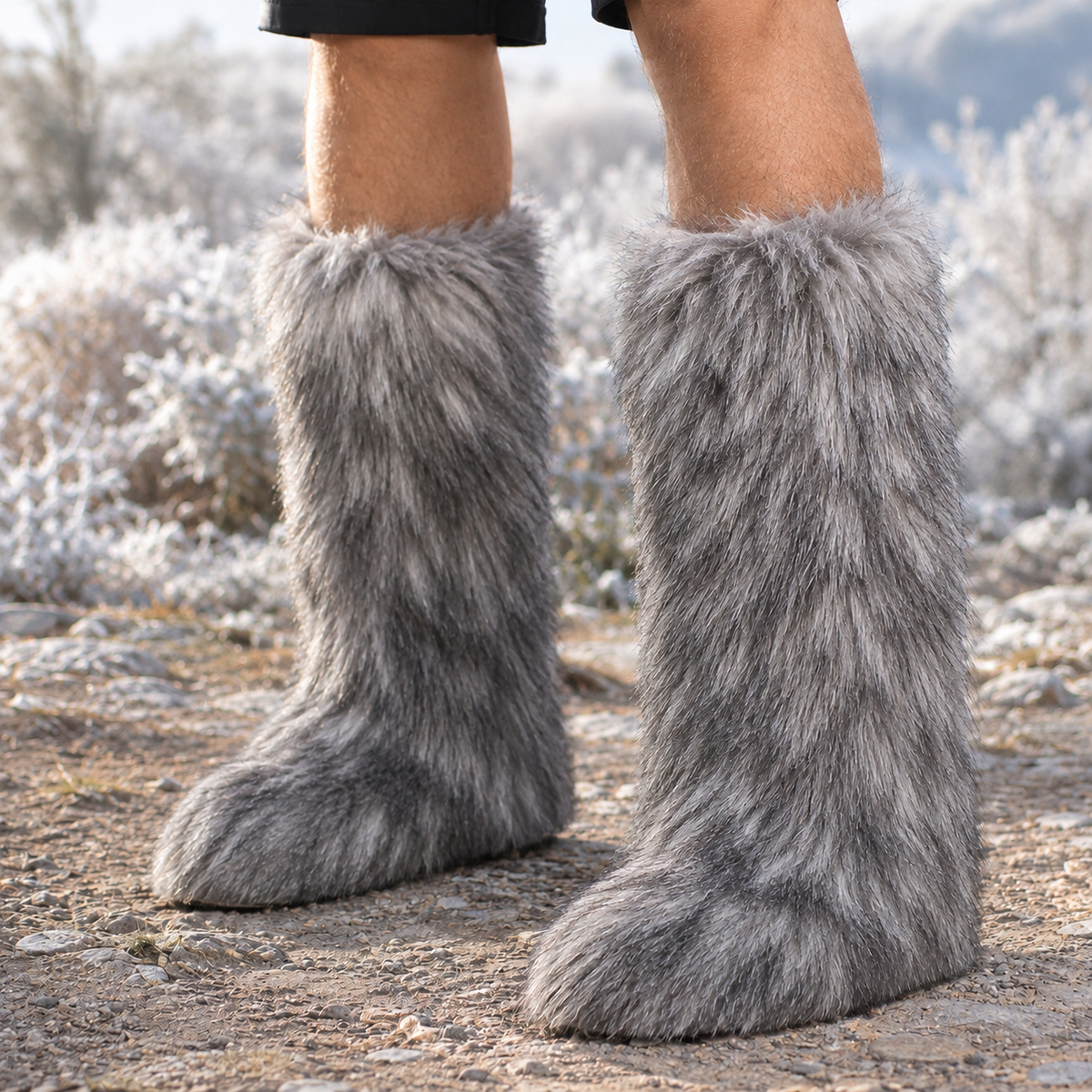 Scaligeri Faux Fur Boots - Gray