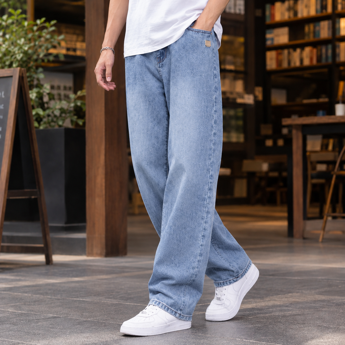 Edric Wide-Leg Jeans - Light Blue