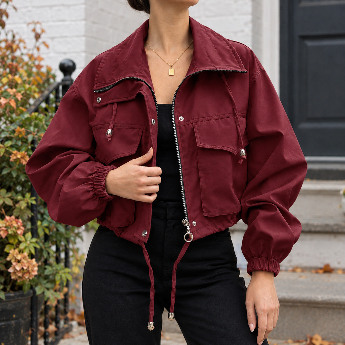 Daphne Utility Jacket - Burgundy