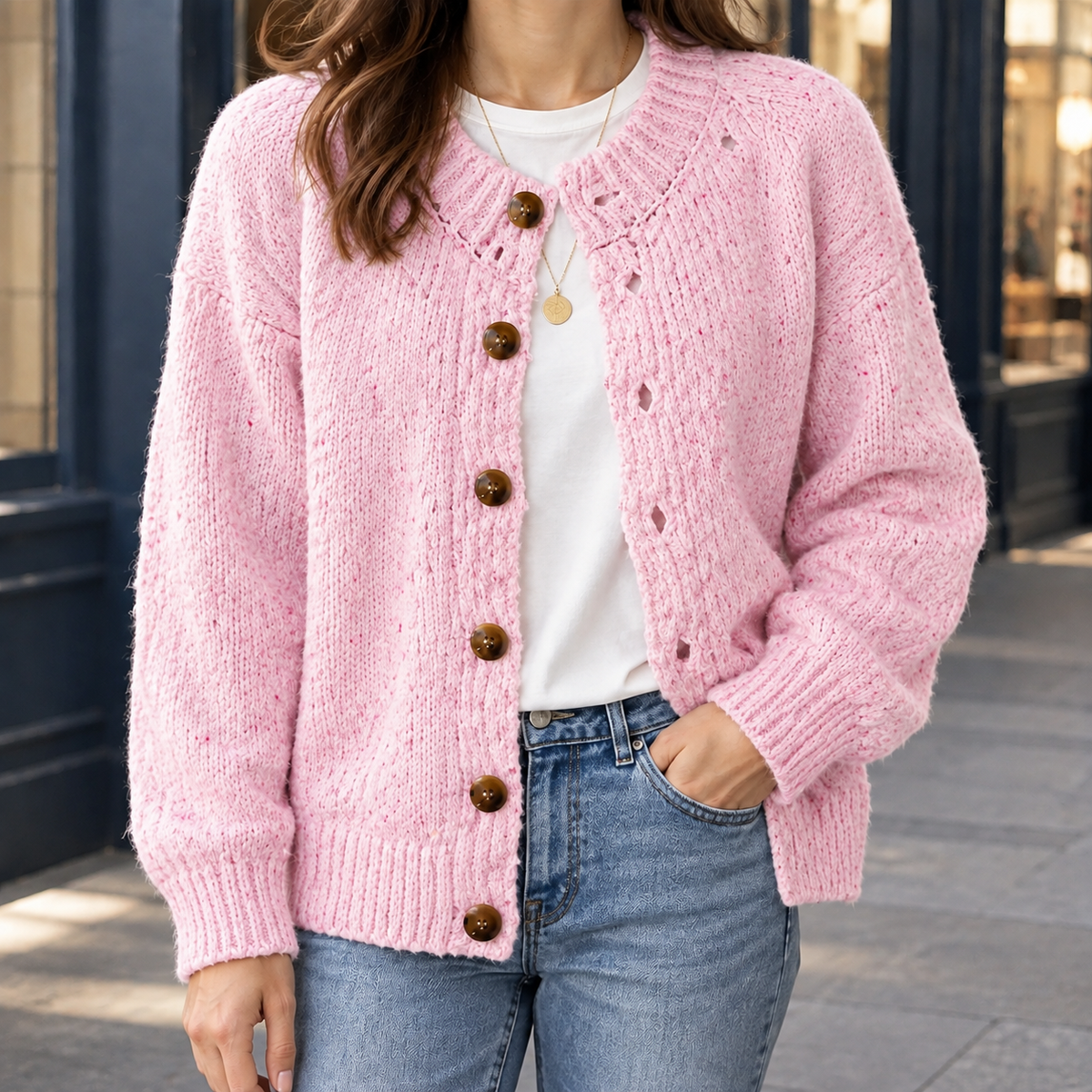 Wendy Textured Cardigan - Pink