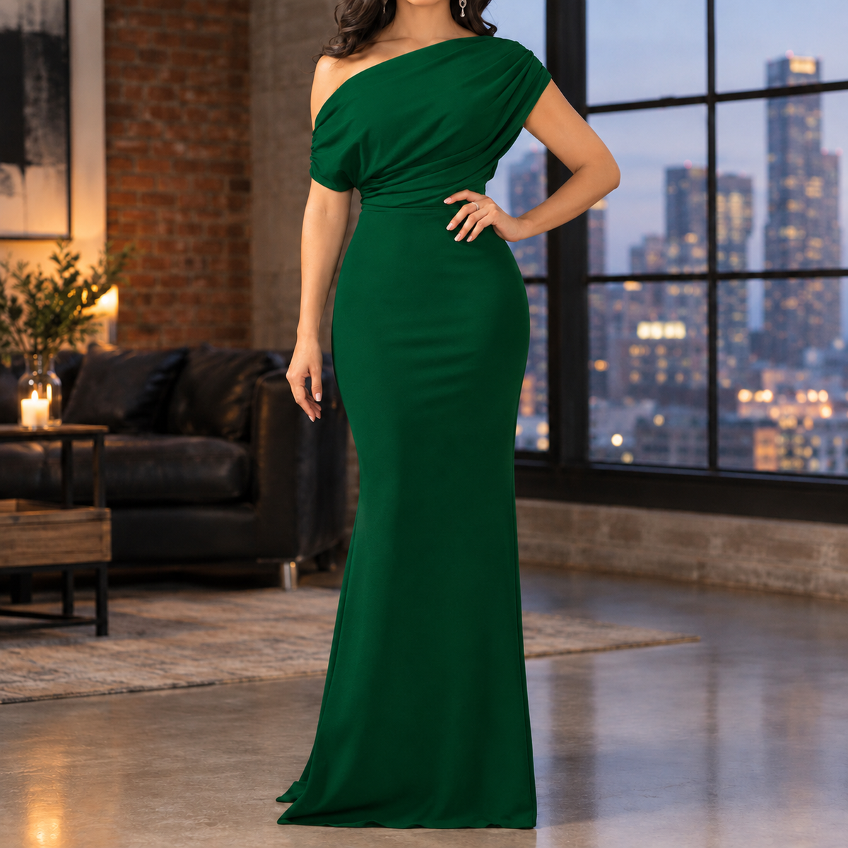 Cecilia Draped Maxi Dress - Green