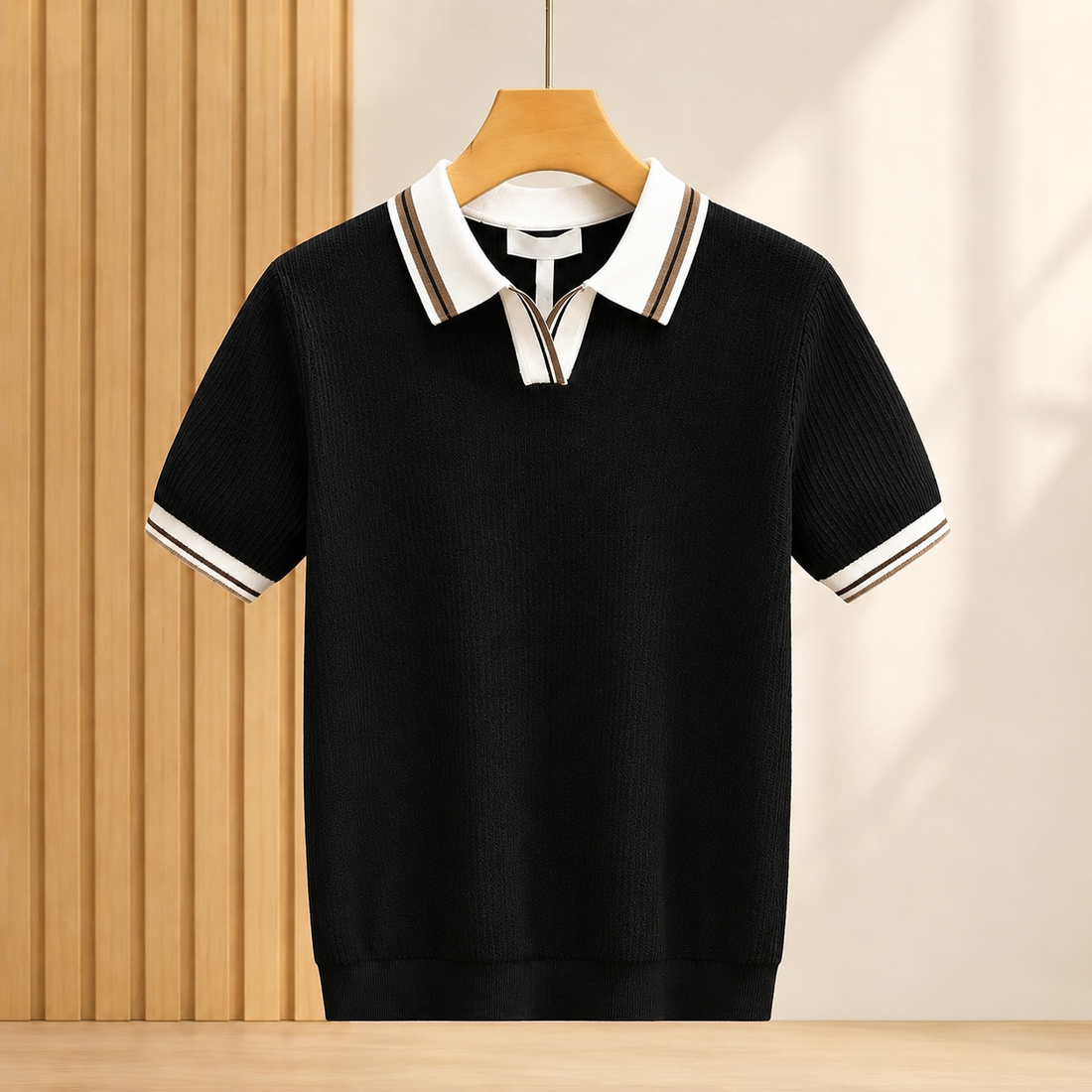 Hector Contrast Polo - Black