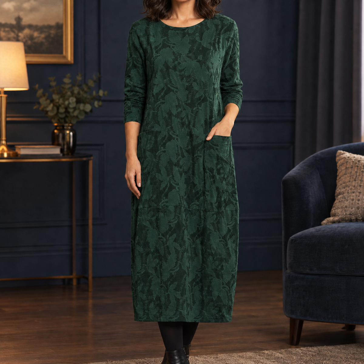 Aline Cocoon Midi Dress - Green