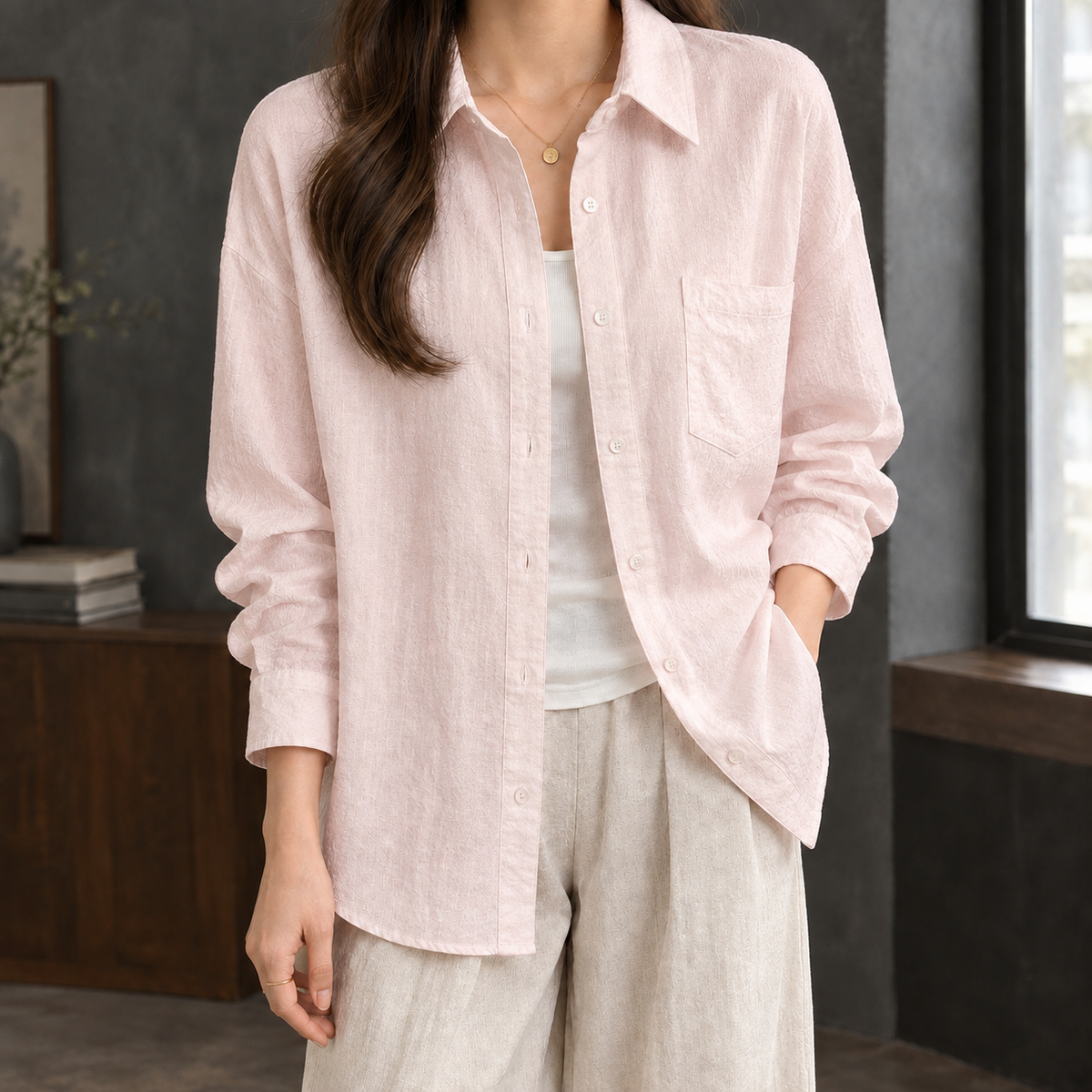 Cora Relaxed Shirt - Light Pink
