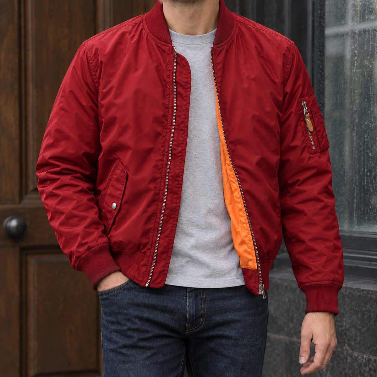 Luca Flight Jacket - Red
